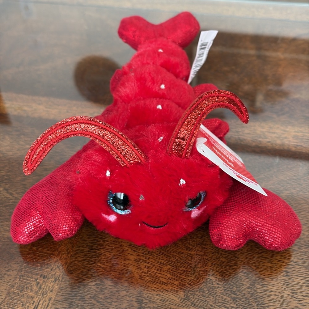 Red Lobster Plush Stuffed Sea Creature Animal With Silver Hearts New